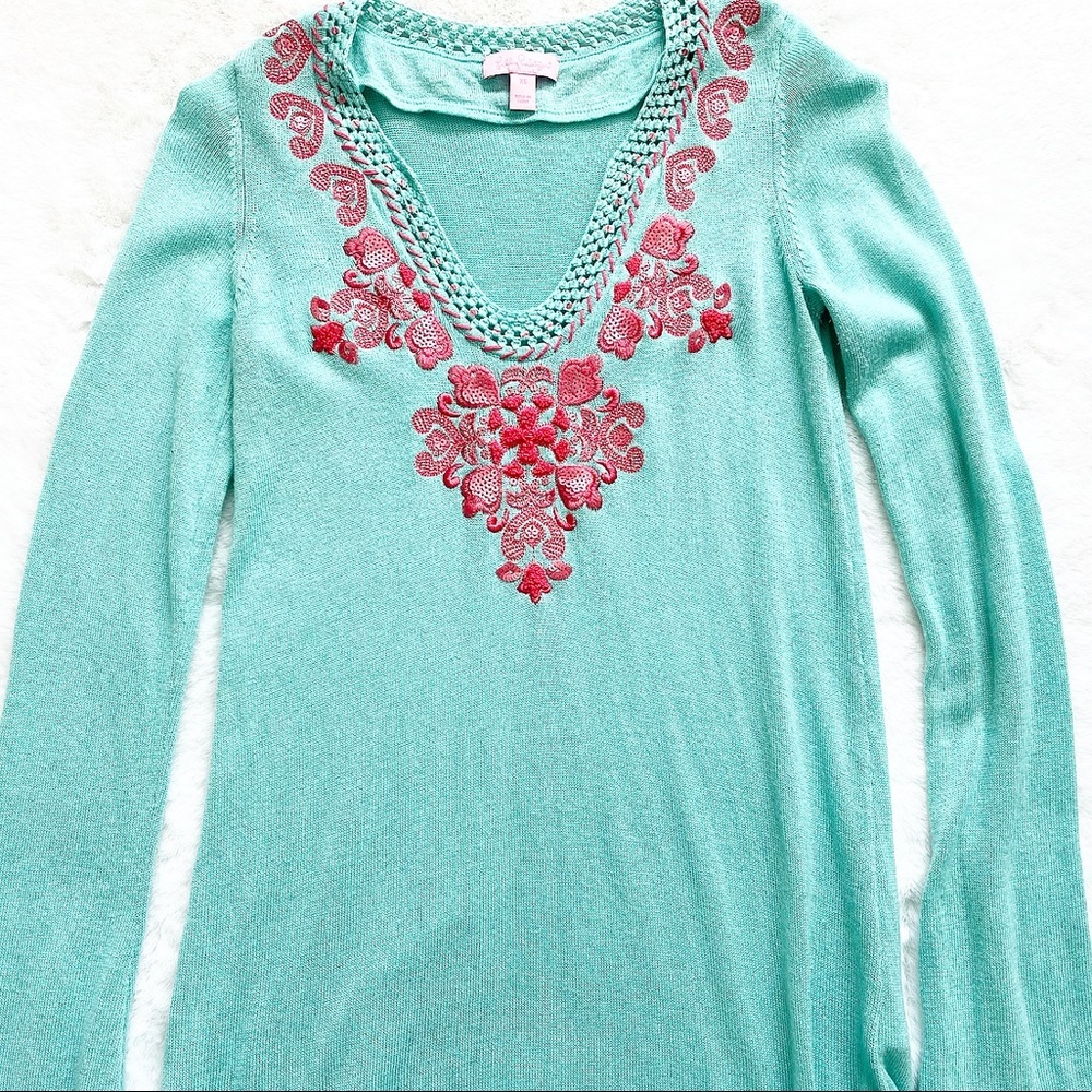 LILLY PULITZER EMBROIDERED LONG SLEEVE TOP Size XS PREPPY PRETTY FEMININE - Picture 1 of 10